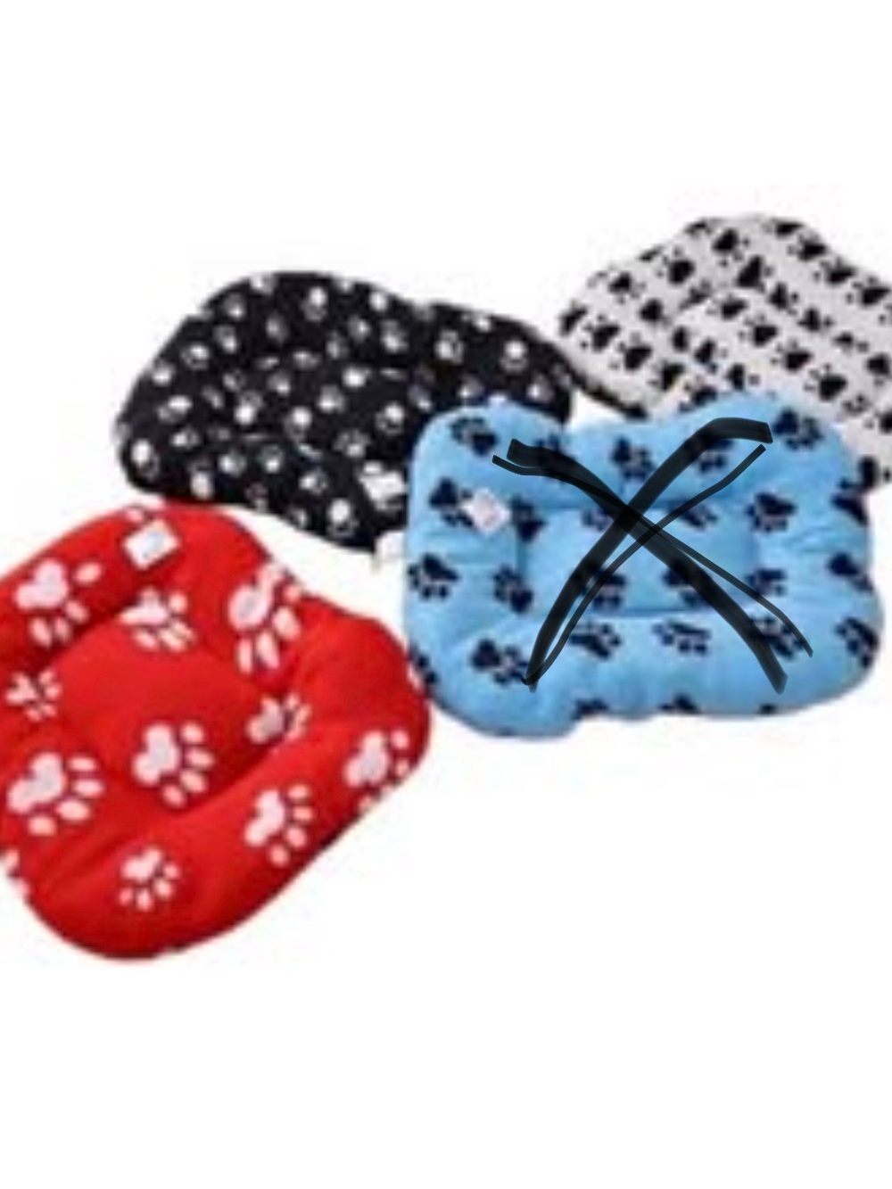Kids Paw-Print Plush Pet Cushion - Red-Black-White